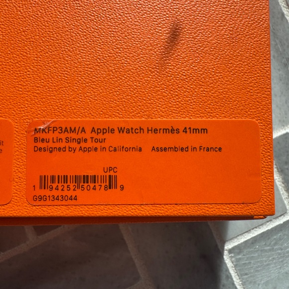 Hermes Apple Single Tour Watch Band Bleu Lin 41mm - Picture 9 of 9